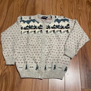 Vtg RARE Weekend Edition Winter Wool Blend Cottagecore Knit Cardigan S/P